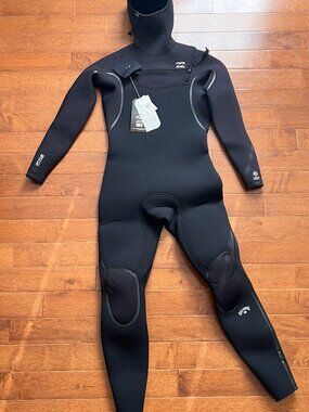 Billabong 605 Furnace Natural Mens CZ HD Wetsuit BLK-MED. Hooded Chest Zip NWT